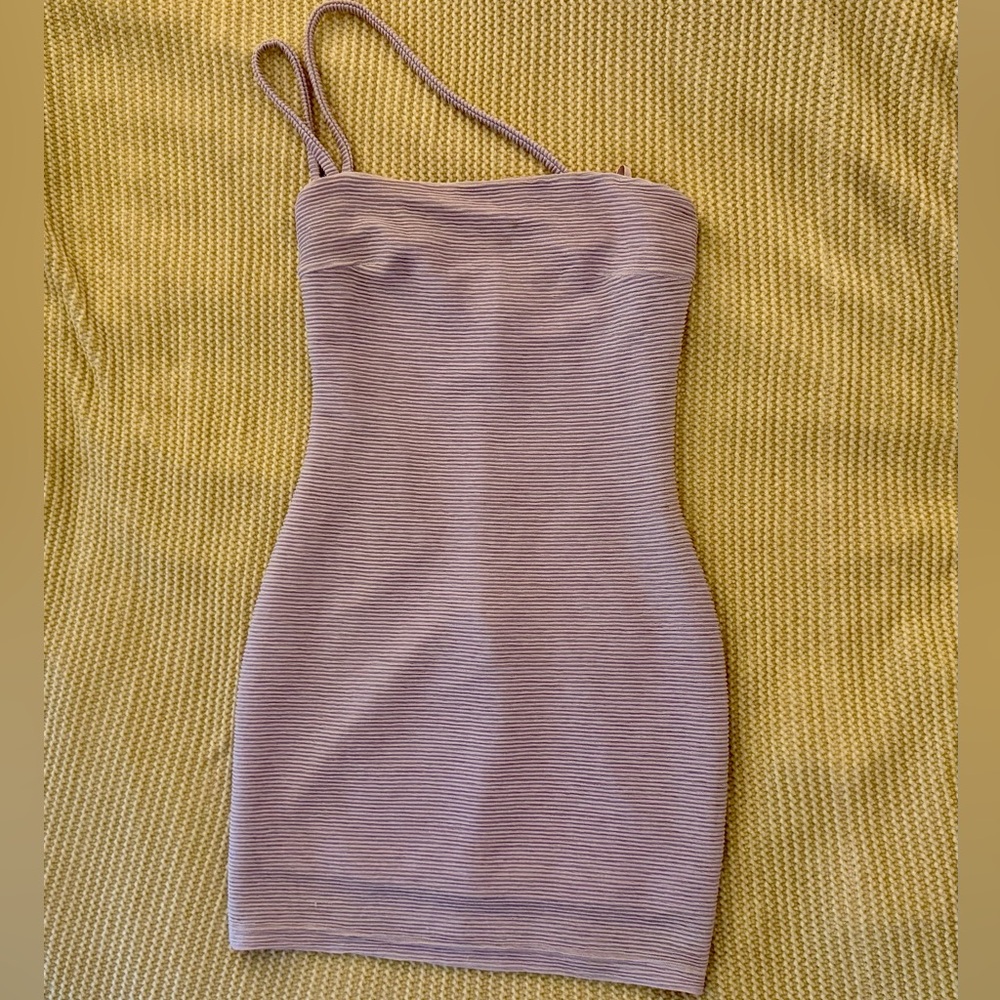 RUMER Penelope Rib Body-Con Minidress Lilac Purple Small